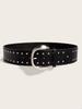 Punkinspired Faux Leather Belt With Rivets And Silver Buckle For Outfits Casual