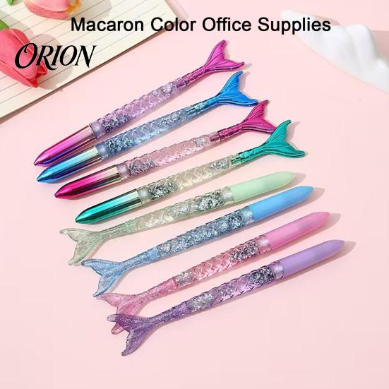 Macaron Color Office Supplies 4PCS Mermaid Fish Tail Gel Pens Set, Gradient Transparent Barrel And Glossy Aesthetic Fin Decor, Smooth Writing