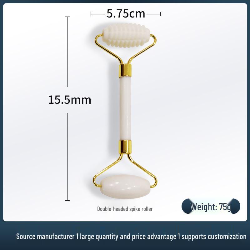 Natural Jade Roller & Gua Sha Set: Large Ball, Whitening Roller, Double-Headed Needle Massager - 3 Pieces