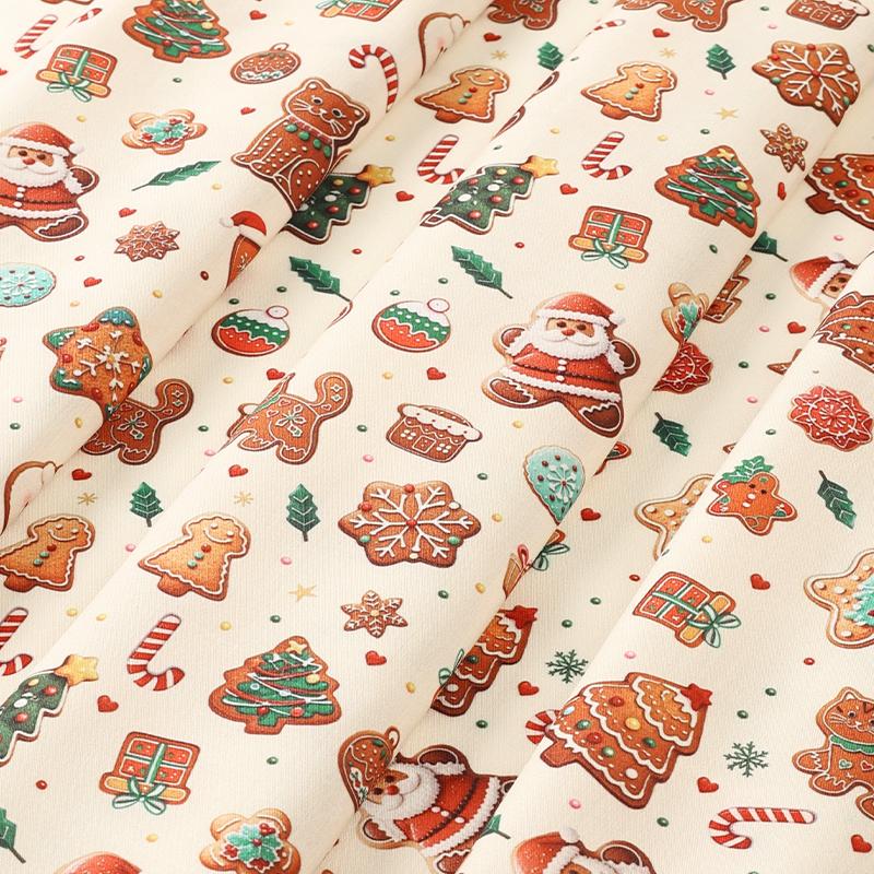 0.5m/1m/5m Cartoon Christmas Printed Fabric for Tablecloths, Curtains,Christmas Decorative Cloth, Handmade DIY Sewing Fabrics