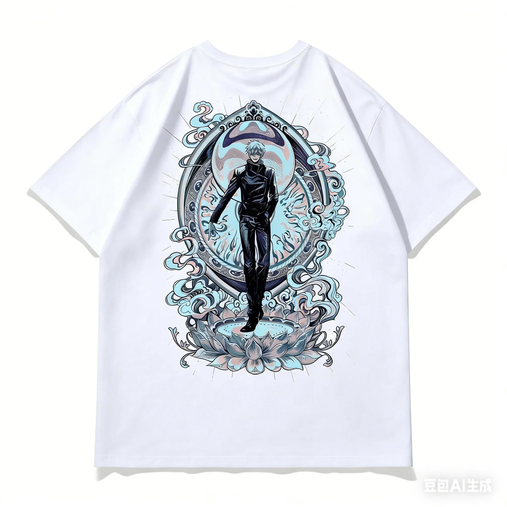 

Jujutsu Kaisen Gojo Satoru Tattoo Style Print White Graphic Oversized Streetwear Pop Rock Concert Fan T-Shirt 4XL