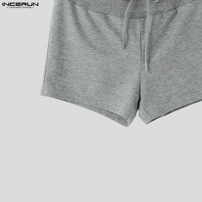 INCERUN Mens Shorts High Waist Ribbed Bodycon Yoga Fitness Gym Athletic Short Pants