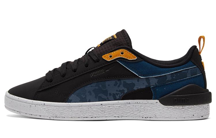 PUMA Unisex Suede Bloc Low Top Sneakers Blue/Black 381187-01 36