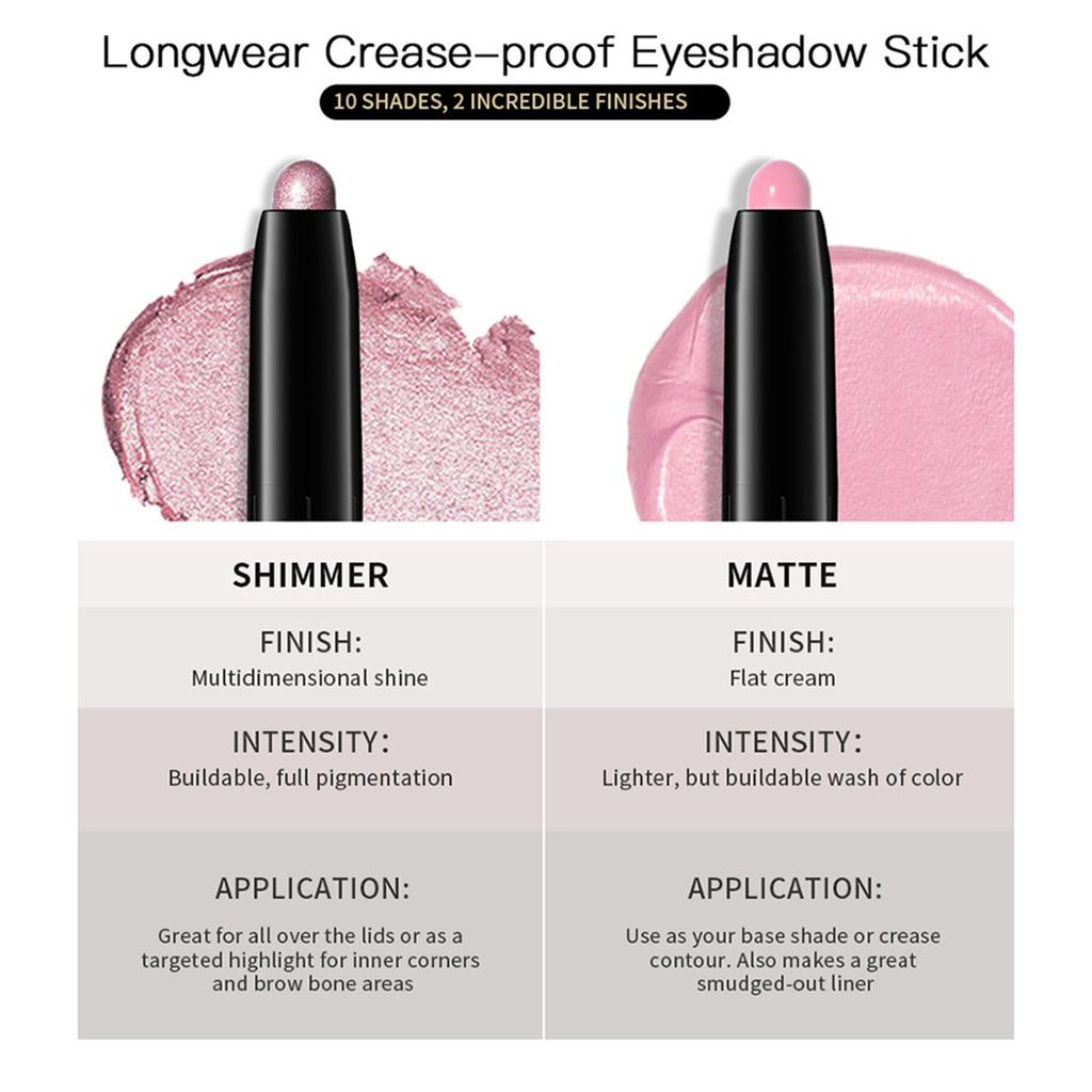 Shiny Cream Eyeshadow Stick, Long-lasting And Not Prone To Smudging. It Has A Glossy Highlighting Effect. Smooth Texture. Bright Colors