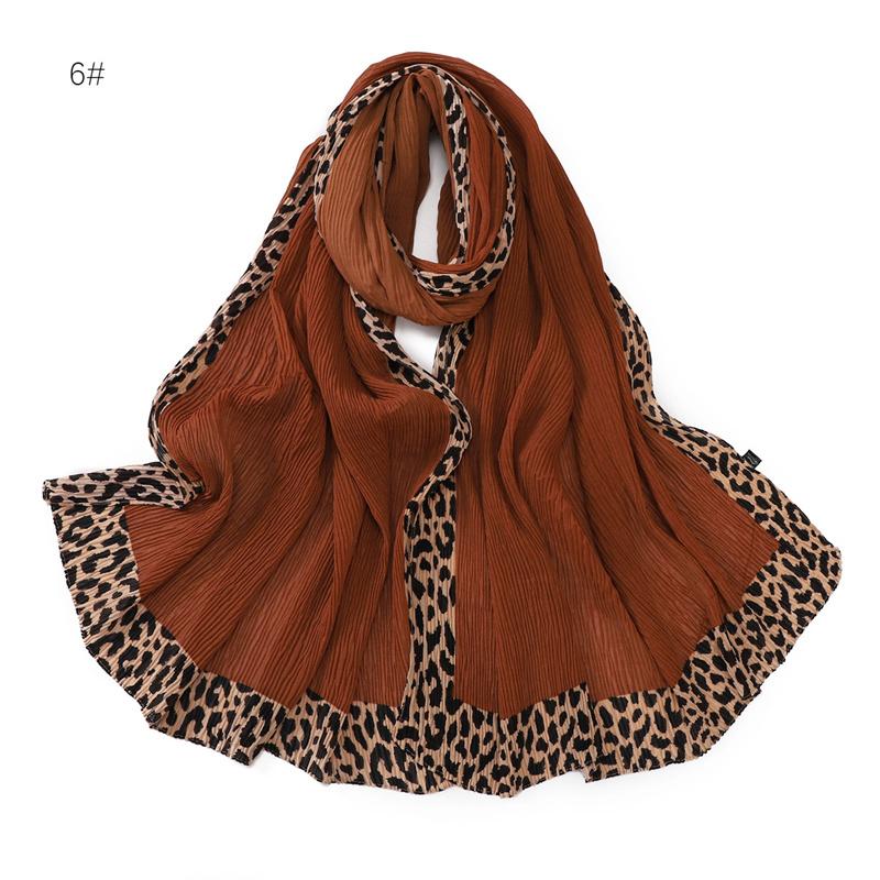 Winter Sexy Leopard Chain Viscose Scarf Wrinkle Pleated Shawls and Wraps Autumn Echarpe Pashmina Bufandas Muslim Sjaal 180*70Cm