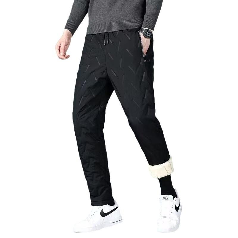 Cotton Pants Men's Outer Wear Winter Windproof and Cold-proof Lamb Wool Thermal Pants Piled and Thickened Dad Casual Long Pants