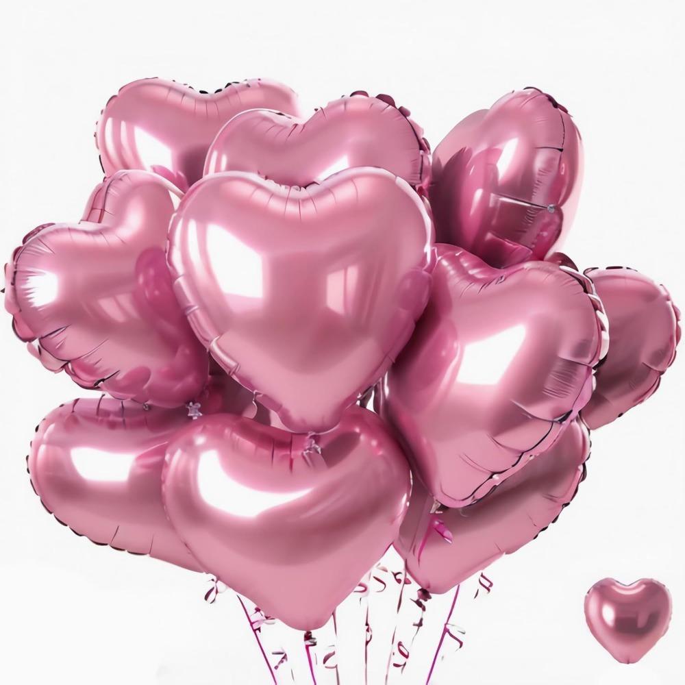 5/10 st 18 tum Rosa Kärlekshjärta Form Folieballonger Bröllopsdekoration Födelsedagskalas Gåva Hemrumsinredning DIY Aluminium Luftballonger