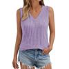 Spring Summer Sleeveless Knitted Large V-neck Solid Color Pit Stripe Pullover Women's Vest Simple Vest