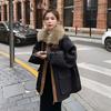 Luxury Black Winter Parka Coat for Women Fleece Thick Warm Oversized Faux Fur Hooded Outerwear