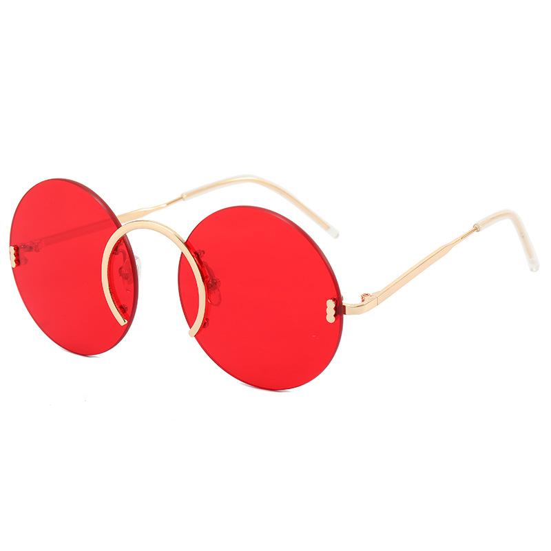 Vintage Style Sunglasses For Men Round Shape Rimless Anti-Glare Sun Glasses For Women Fashion Trendy Female Sunglass