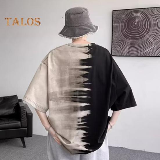 Men's Tie-Dye Tee Shirt Round Neck Casual T-Shirt Loose Fit Short-sleeve Summer Top for Everyday Outings Street