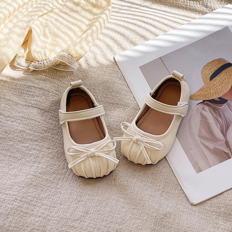 Girl princess bow small leather shoes 2025 spring and autumn new girls foreign versatile single shoes soft-soled shoes
