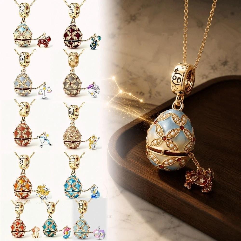 Hollow Locket Russian Egg Necklace New Chinese Style Openable Egg Pendant Women