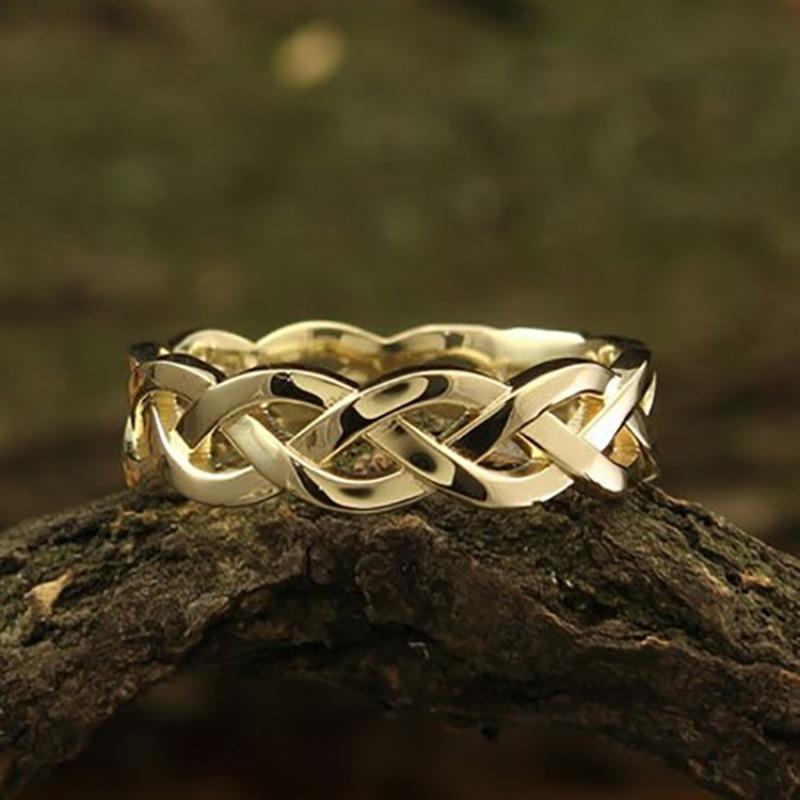

Huajie Women s Personality Coarse Linen Pattern Knitting Pattern Gold Color Party Daily Rings Trend Tide 9 золотий