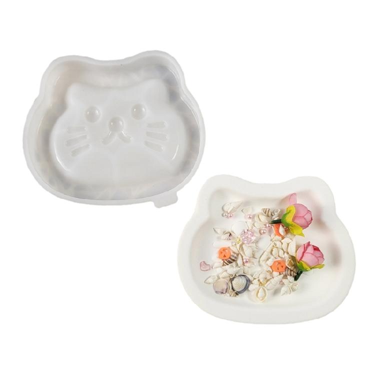 Versatile Silicone Storage Tray Mold Lovely Cats Shaped Storage Plate Mould Gypsum Mold for Home Decoration Making 1