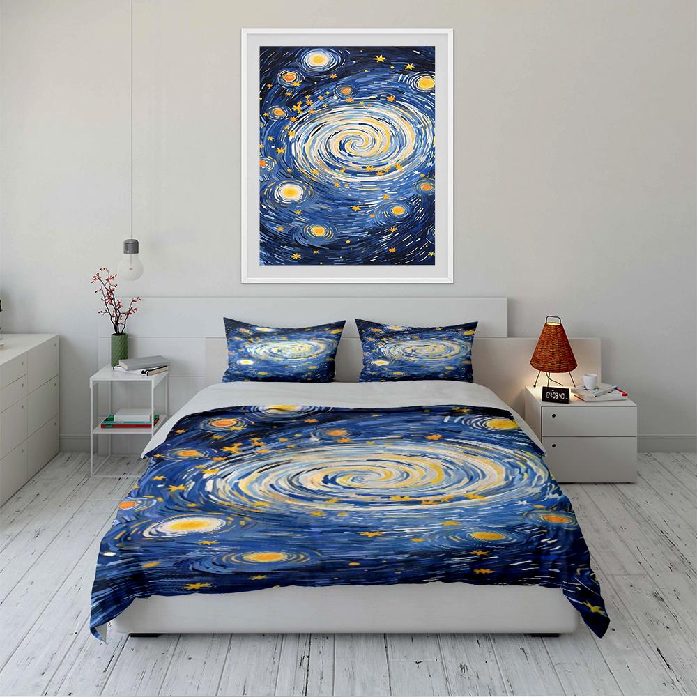 Starry Night Themed Bedding Set Bedding set (1 duvet cover, 2 pillowcases, duvet not included)