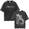 Washed Vintage Anime Frieren Beyond Journeys End Himmel Tshirt Men Women Fashion Harajuku Short Sleeve Cotton Casual Tshirts