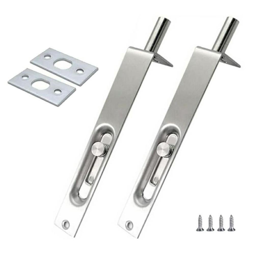 2 Pack 4 Inch Door Flush Bolt Stainless Steel Security Door Guard Concealed Bolt Lever Action Latch With Screws