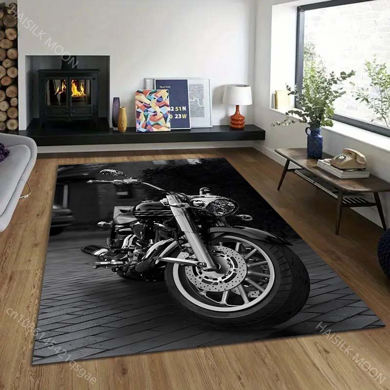 Multiple sizes Modern Motorcycle Pattern Carpet for Living Room Bedroom Sofa Home Decor Non-slip Floor Mat Luxury Gift