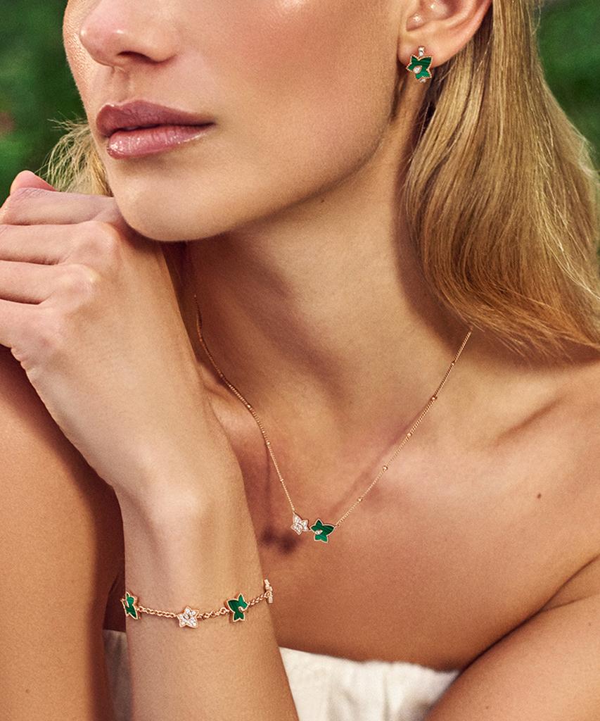 Lola Rose Ivy Malachite Cubic Multi-Pendant Women'S Chain Bracelet