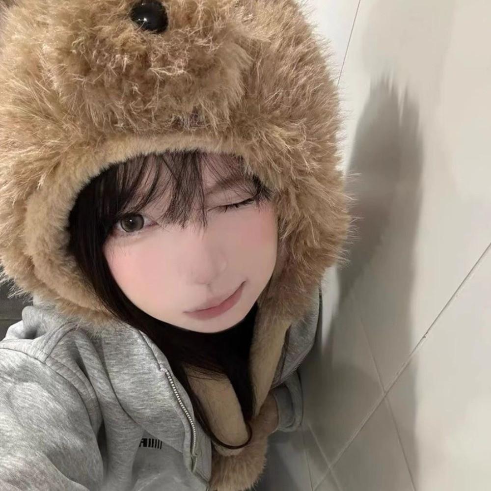 Warm Plush Winter Hat Cartoon Animal Pullover Cap Cute Dog Ear Hat For Women
