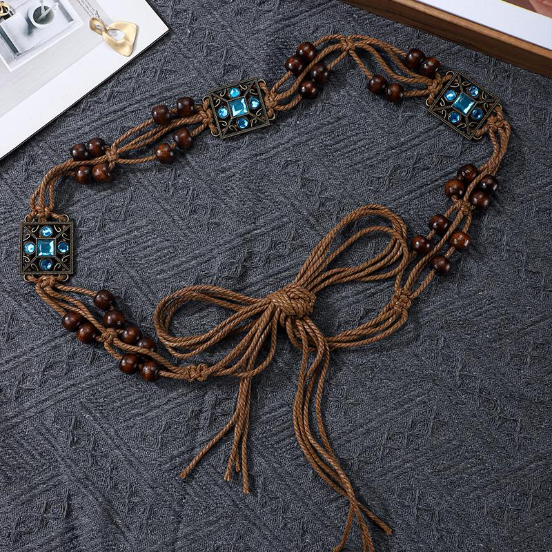 Bohemian ethnic style woven butterfly waist rope with accessories, waist chain decoration, belt, waist belt, dress with waistban