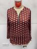 2025 Plus Size Women's Polka Dot Long Sleeve V-Neck Zipper Pullover Top