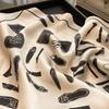 New French Xiaoxiang Camellia Silk Scarf 71 Satin Printed Mulberry Silk Square Scarf High-end Light Luxury Scarf Women
