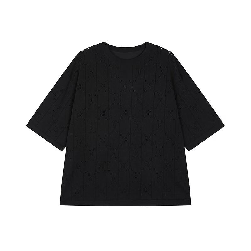 CROQUIS Men's 2025 Summer Loose Fit Round Neck Short Sleeve Knit T-Shirt