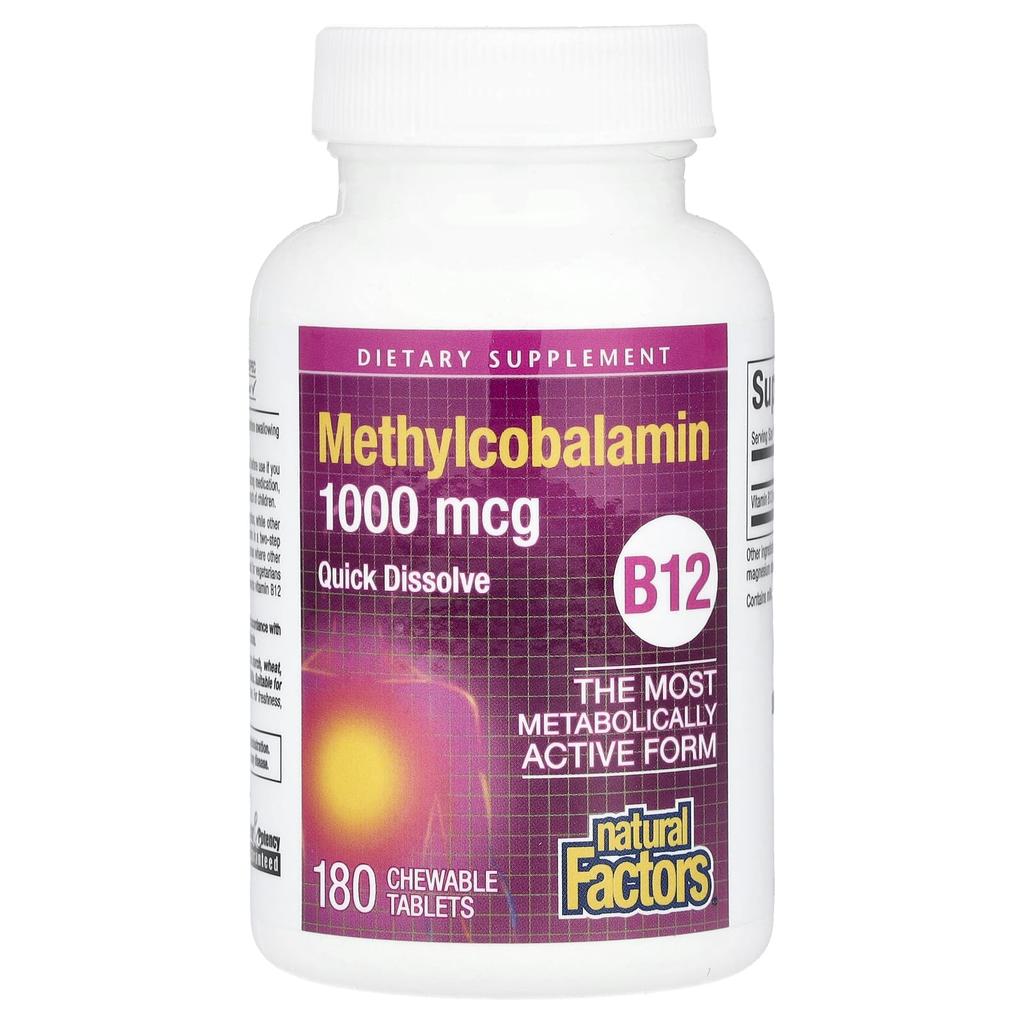 B12, Methylcobalamin, 1,000Mcg, 180 Chewable Tablets
