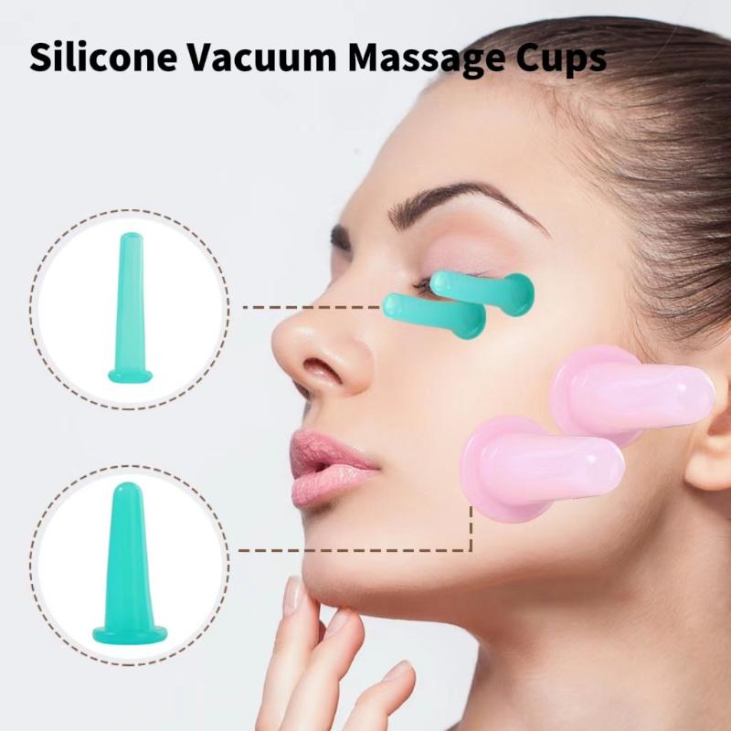 Silicone Vacuum Cupping Massage Jars Anti Cellulite Massage Facial Suction Cups Face Neck Lift Skin Scraping Guasha Anti Wrinkle