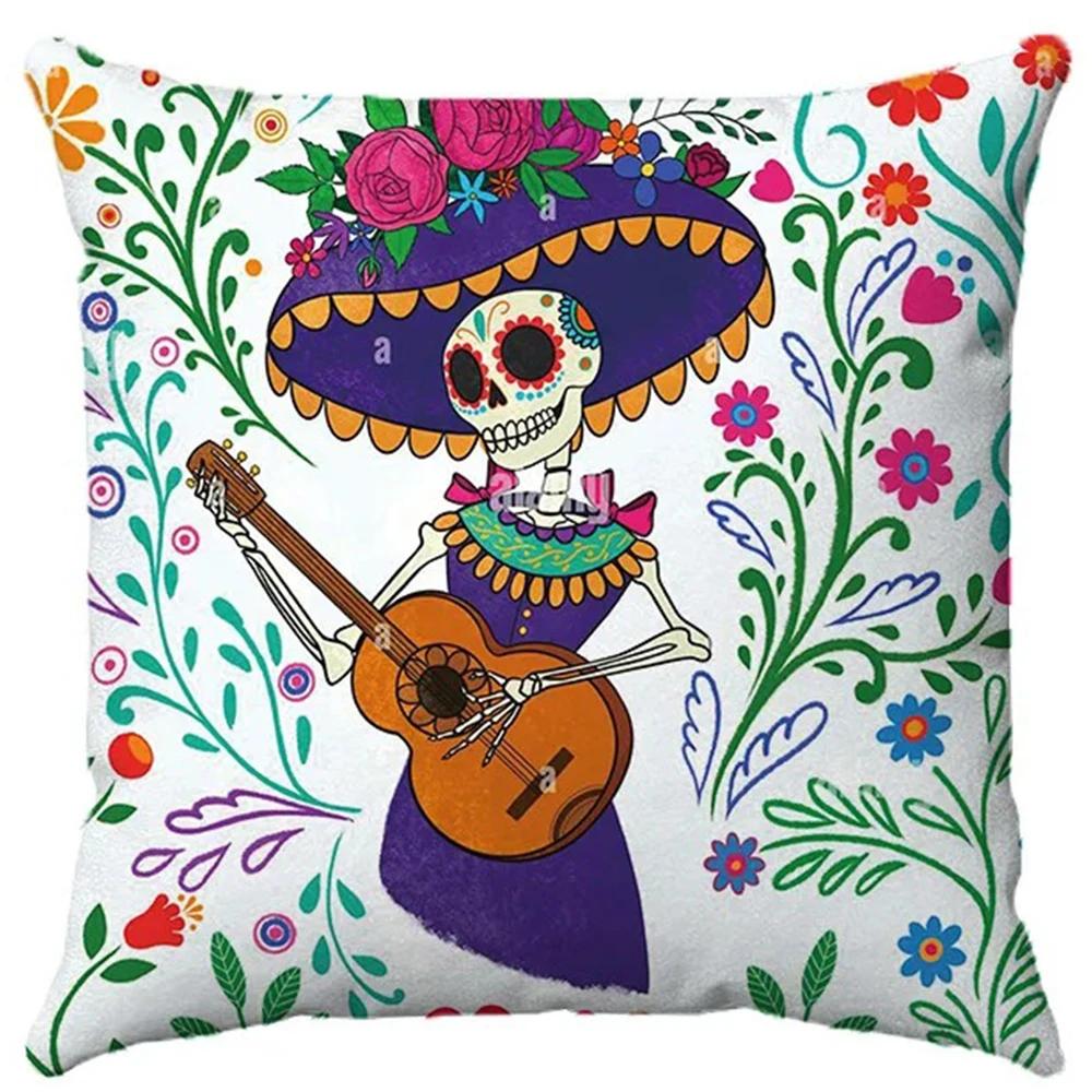 Halloween Decorative Pillowcases Fun Skull Print Pillowcases Suitable for Home Living Room Sofa Room Decoration