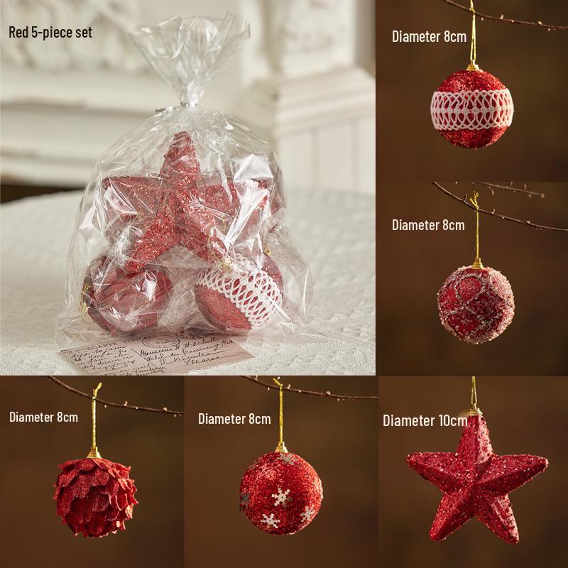 Luminous Christmas Ornaments: Star Tree Topper & Ball Set for Festive Decoration
