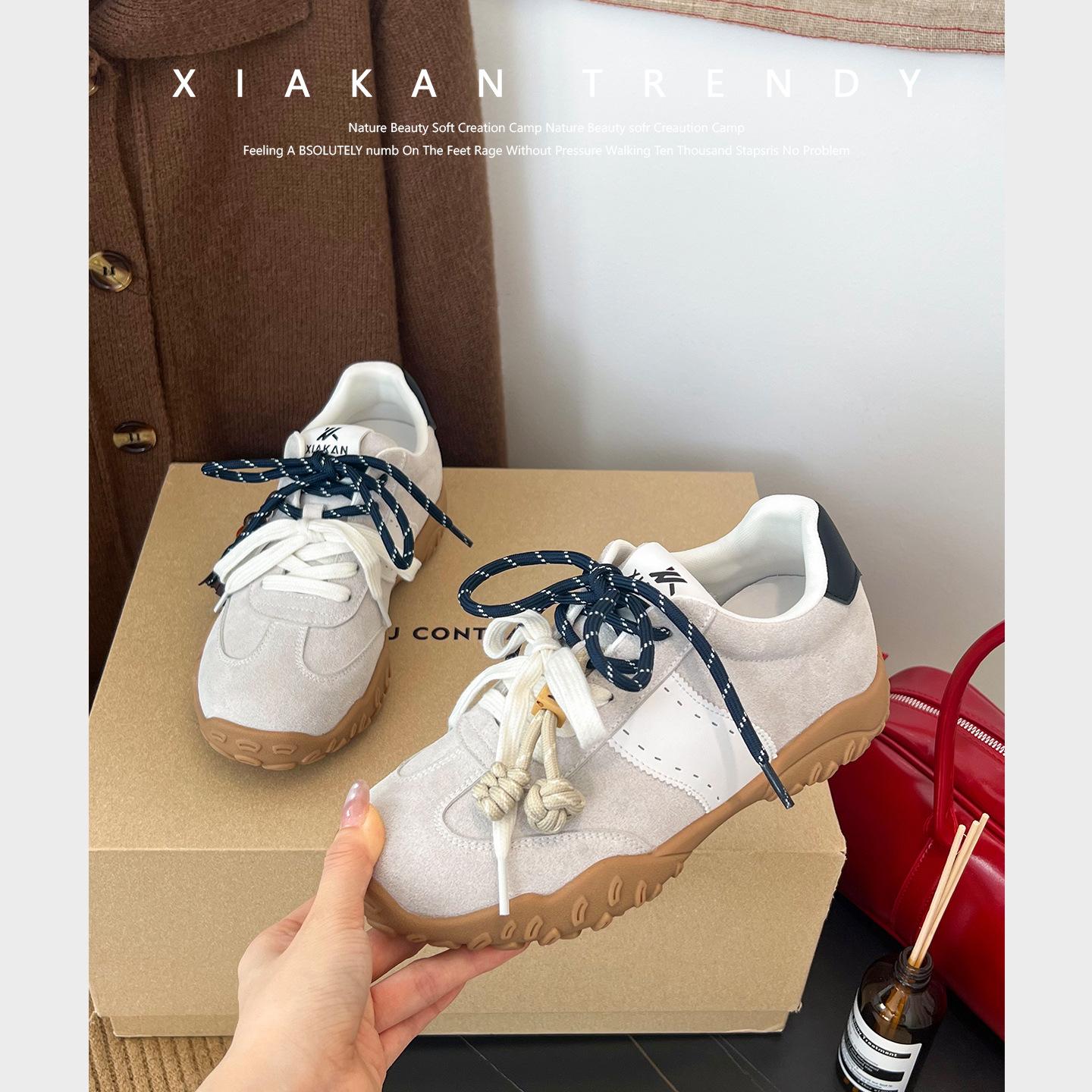 

Miyou joint retro German training shoes women s 2025 summer new color matching lace-up racing shoes sports casual Forrest Gump shoes 40