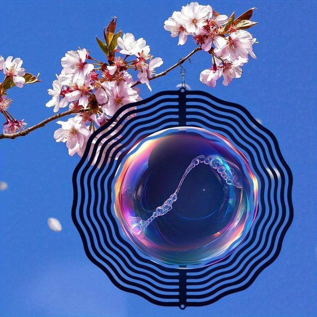 Hanging Wind Chime with Deep Sea Pearl Pattern Metal Wind Direction Gyro for Outdoor Garden Patio Indoor Decor Festival Gift