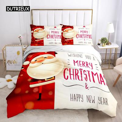 Vianočná obliečka na prikrývku Detská izba Kreslený 3D veselý vianočný obliečka pre dvojčatá Polyesterová obliečka na paplón Santa Claus pre šťastný nový rok