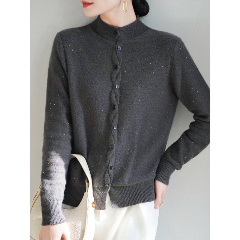 Women's Autumn/Winter 2025 French Sequined Knit Cardigan Sweater