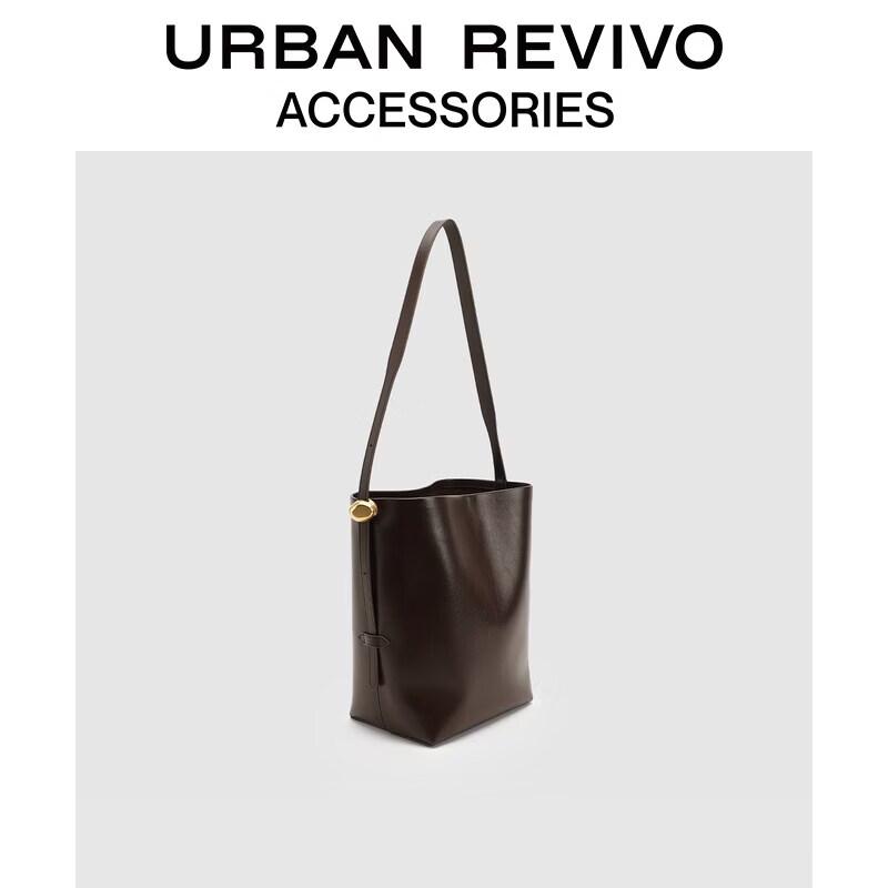 URBAN REVIVO Women s Retro Gold-Buckle Bucket Shoulder Bag One Size