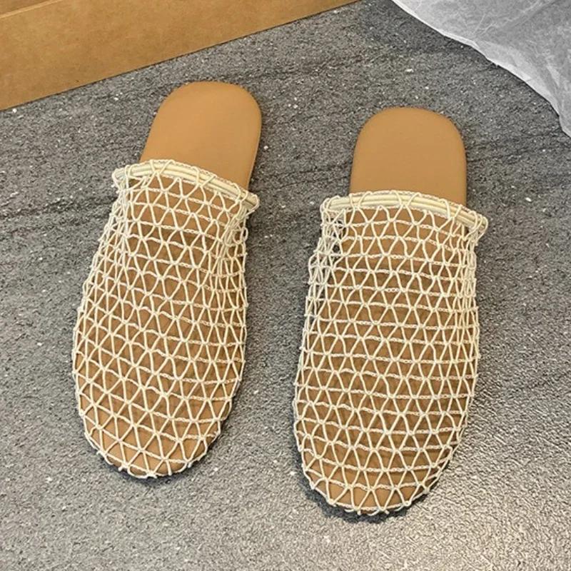 Mesh Women's Slippers Flats Designer Shoes Casual Woman Sandals Summer 2025 Fashion Flip Flops Walking Slides New Mujer Zapatos