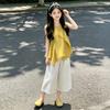 Girls' Summer Irregular Sleeveless Top Wide Leg Pants Set