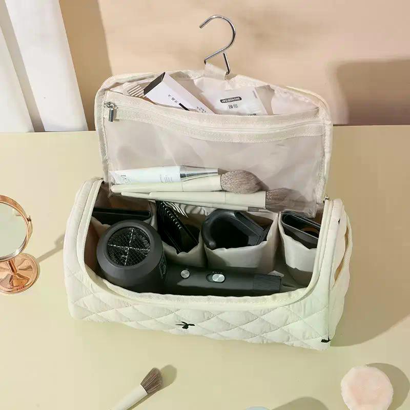 Hair Dryer Storage Bag, Large Capacity Portable Travel Storage Bag With Hooks, Quilted Design, For Hair Styling Tools