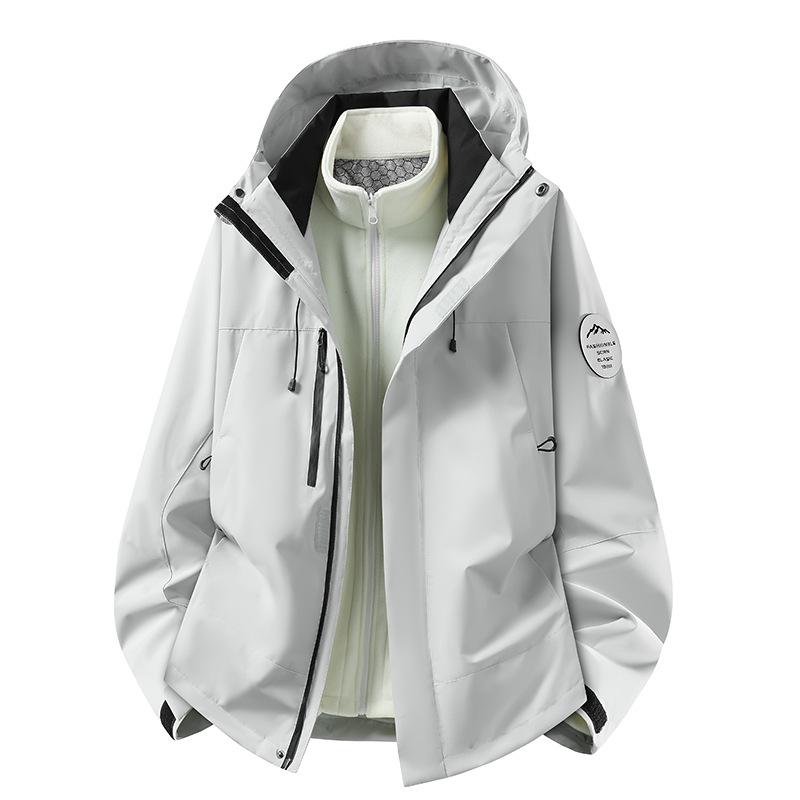Camel Unisex 3-in-1 Mountaineering Jacket: Graphene-Lined, Windproof, Waterproof, and Warm, New Style, Two-Piece Set.