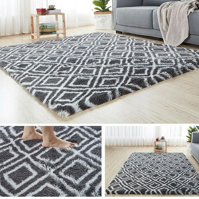 Rainbow Colorful Carpet Fluffy Rugs Tie Dyeing Soft Plush Shag Area Rug Anti-Slip Carpets For Living Room Bedroom Floor Mats