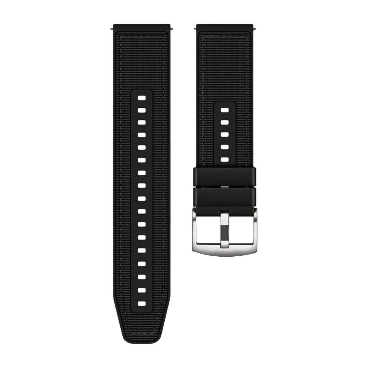 

Universal 22mm Breathable Woven Canvas Replacement Strap Adjustable Smartwatch Band Black