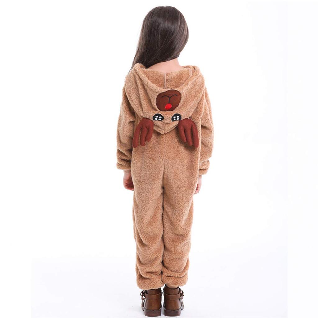 Christmas Cosplay Santa Claus Reindeer Boa Winter 2 XL Brown Costume, Outfit, Kigurumi, Costume, Fluffy, Wear, Unisex, Kids, Hooded, Types, S, M, L,
