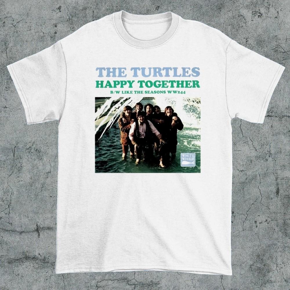 The Turtles Happy Together T Shirt White Gift Fan Size S-3XL Unisex T-Shirt S