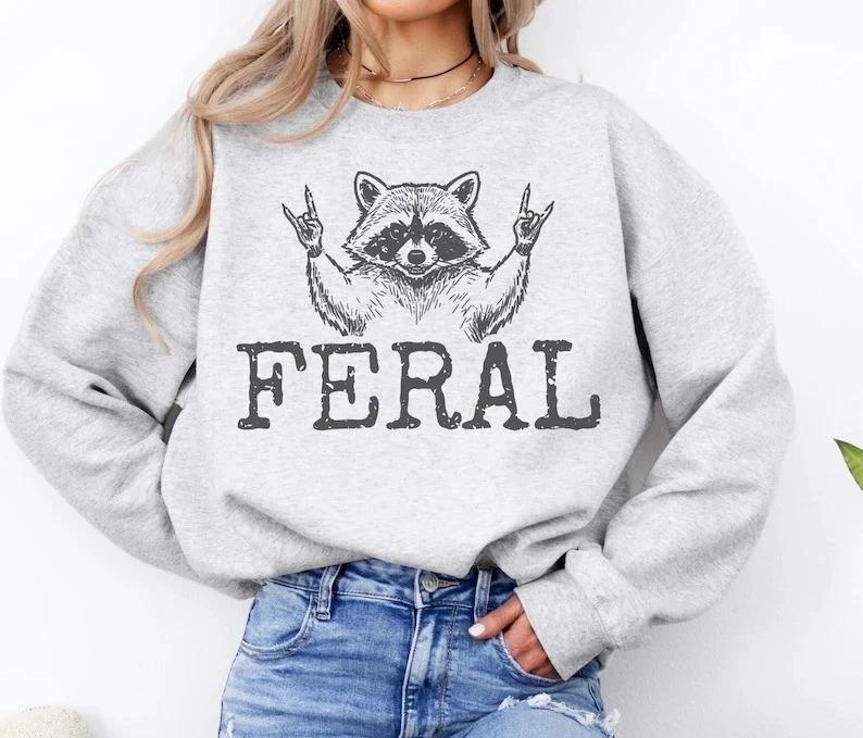 Distressed Feral Raccoon Shirt Funny Trash Panda Sarcastic Animal Graphic Tee M