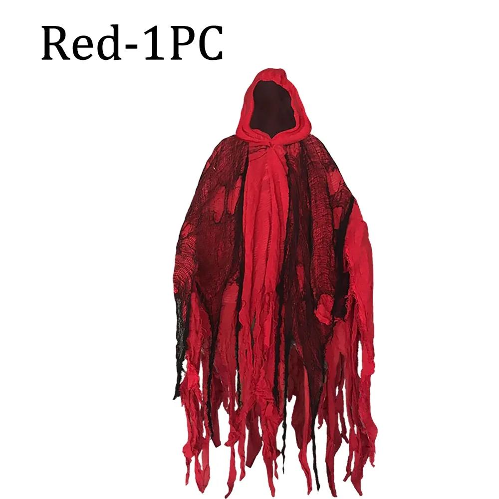 Gotischer Kapuzenumhang Zerfetzter Zombie Cosplay Kostüm Halloween Geisterrobe Gruselige Party Requisiten Tag der Toten Outfit
