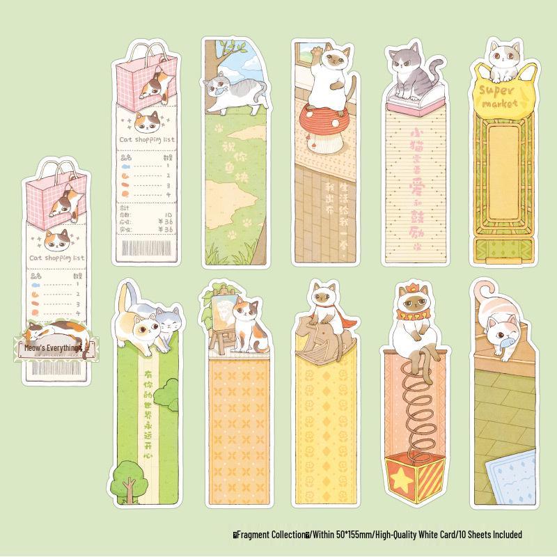 Glitter Cat Bookmark - Cute, Writable, Creative Gift for Students