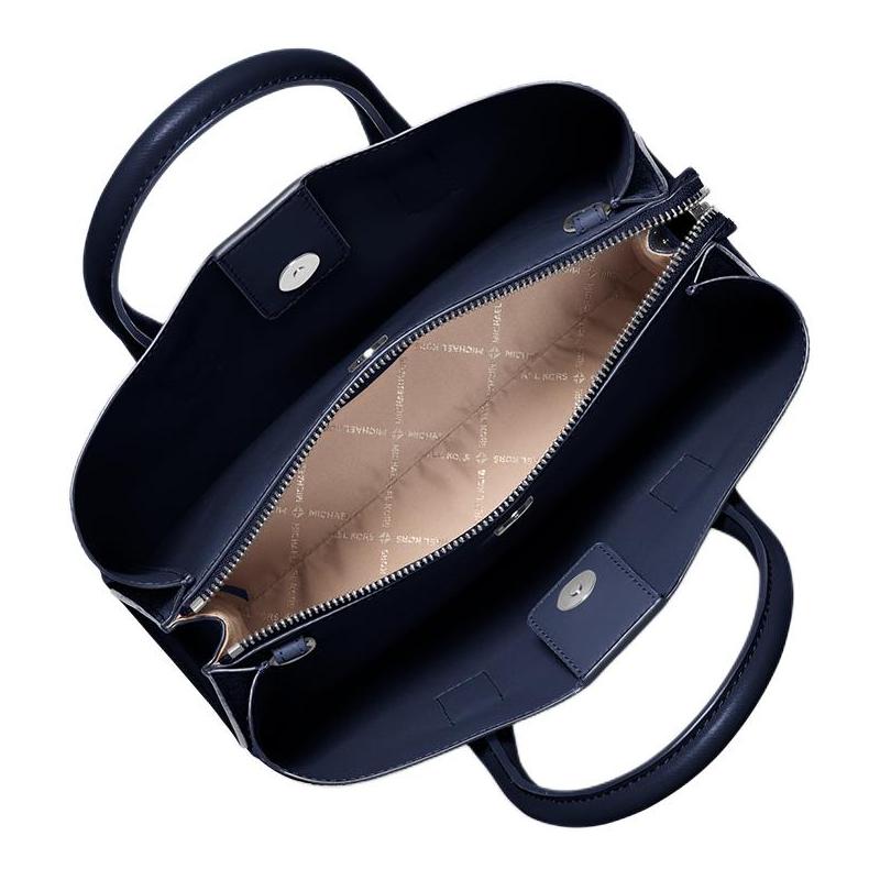 Michael Kors Bolso de Mano Pequeño para Mujer Ruthie RUTHIE de Piel de Vaca Saffiano con Logo Azul Marino